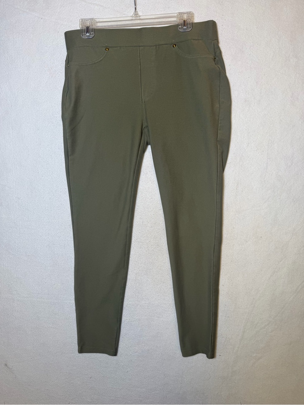 Michael Kors Womens Olive Green Skinny Ankle Stretch Pants Size Large